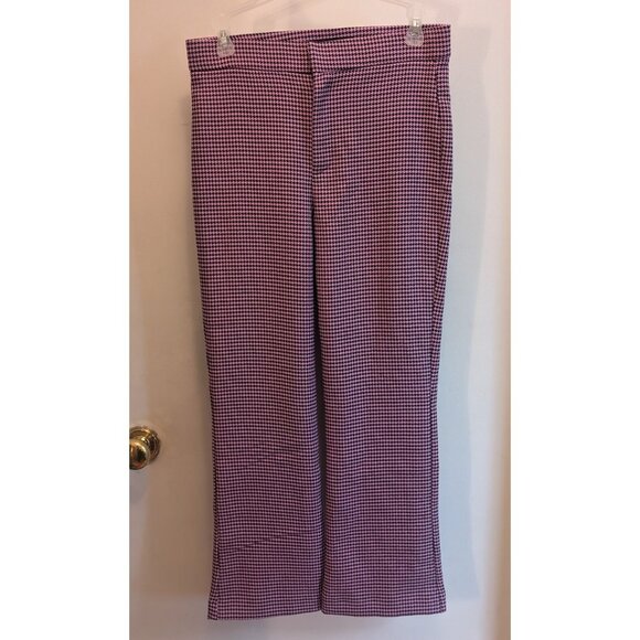 ZARA Women's M Pink/Purple Houndstooth Pull-on Pants, EUC - Picture 3 of 6